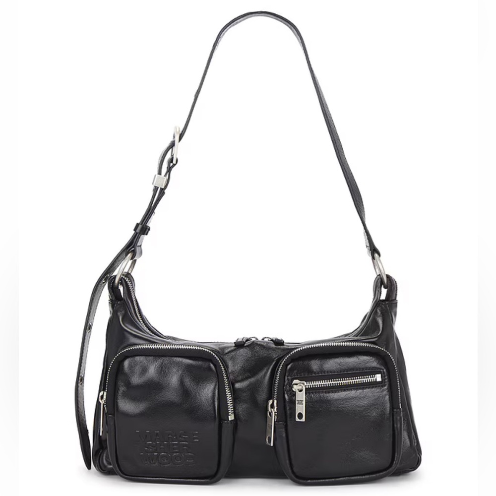 MARGESHERWOOD Outpocket Hobo Bag in Black Glossy